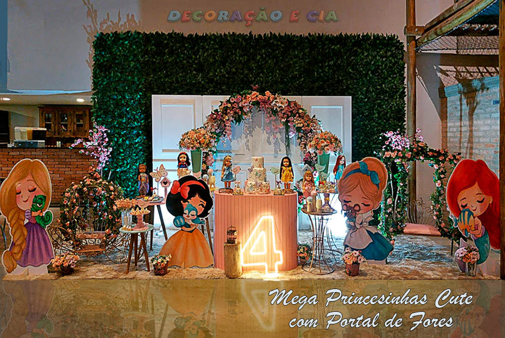 MEGA PORTAL DE FLORES – Princesinhas Cute / Princesas / Branca de neve / Rapunzel / Cinderela / Peq. Sereia